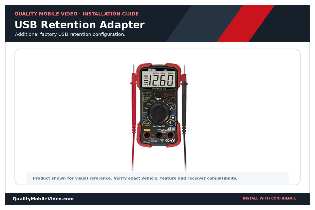 Additional illustrated USB retention adapter for a compatible factory USB port