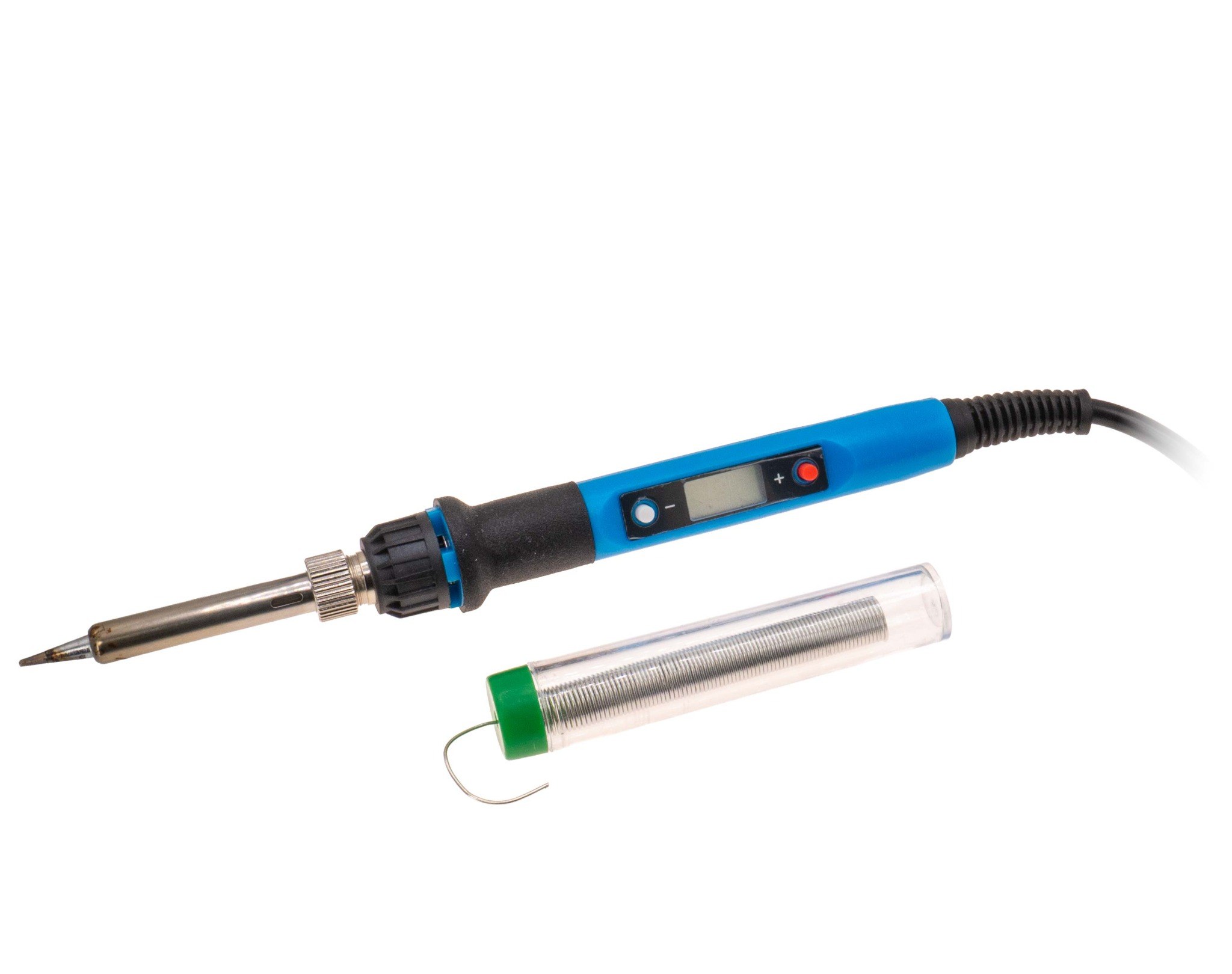 Temperature-controlled soldering iron and rosin-core solder for automotive electrical connections.